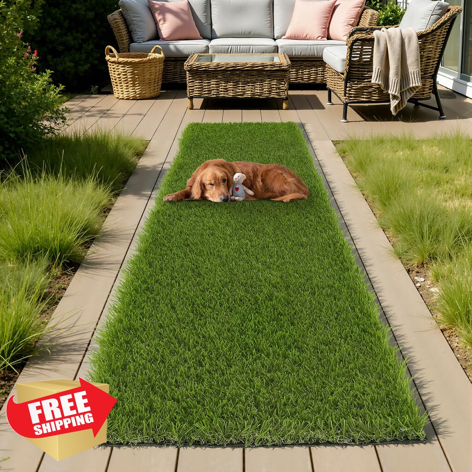 HEBE Artificial Grass 2’x6′ Green/Yellow
