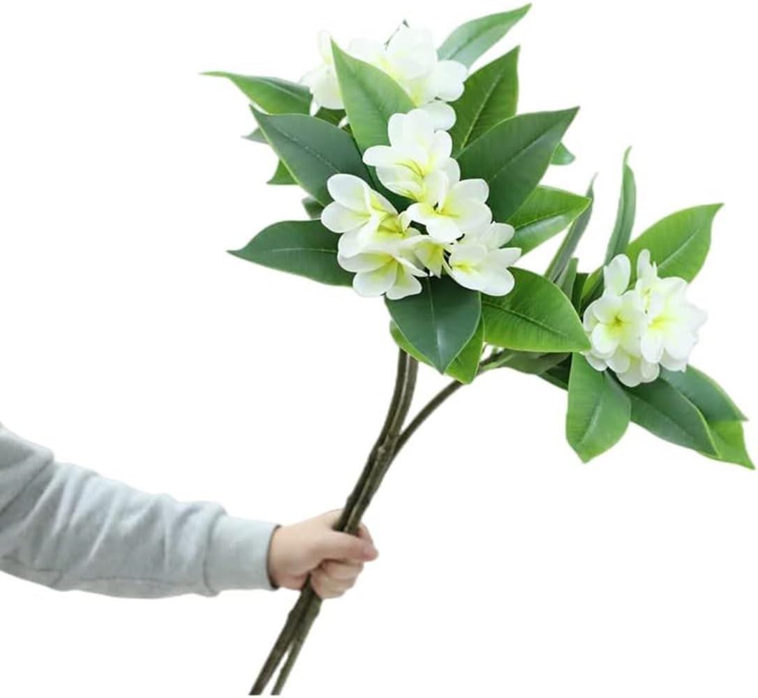 35.5 Inch Artificial Flowers Artificial Frangipani Flower 2 Stems Lifelike Re…