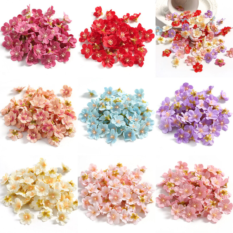 Peach Blossom Petals Artificial Cherry Blossom Flowers Heads for Decor 50Pc