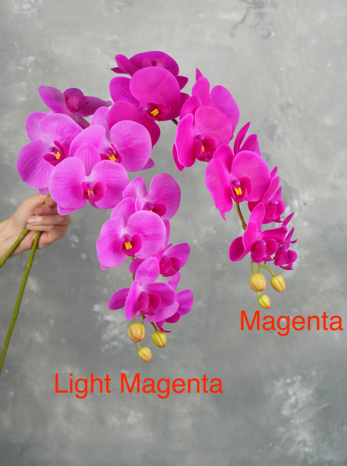 38″ Real Touch 9 Heads Orchid Stem – Magenta | Artificial Flower | Decoration