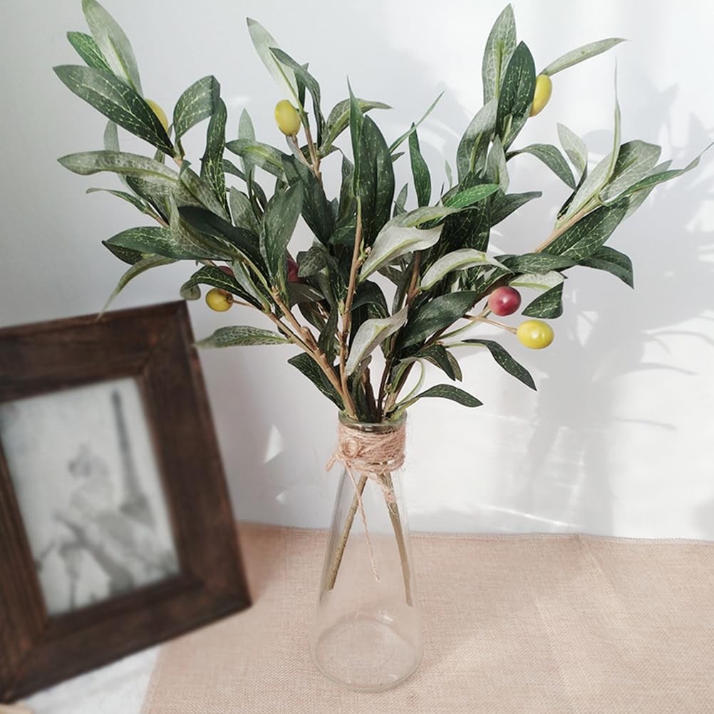 5 Pcs Artificial Olive Branches 14.17 Inch Faux Olive Leaf Stems for Home Off…