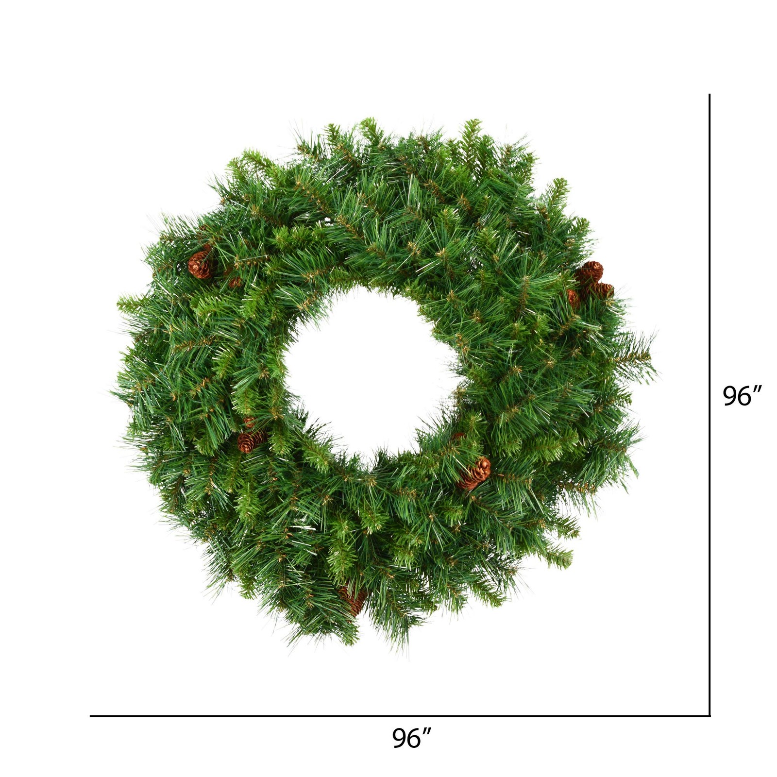Vickerman 96″ Green Cheyenne Pine Wreath 1900T 45 Cones