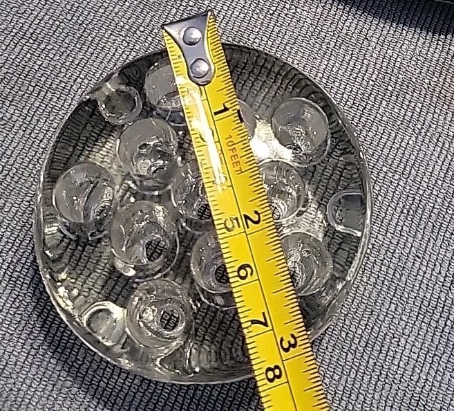 11 Hole Glass Flower Frog Marble Display Marbles Holder Flower Arrangement 3″