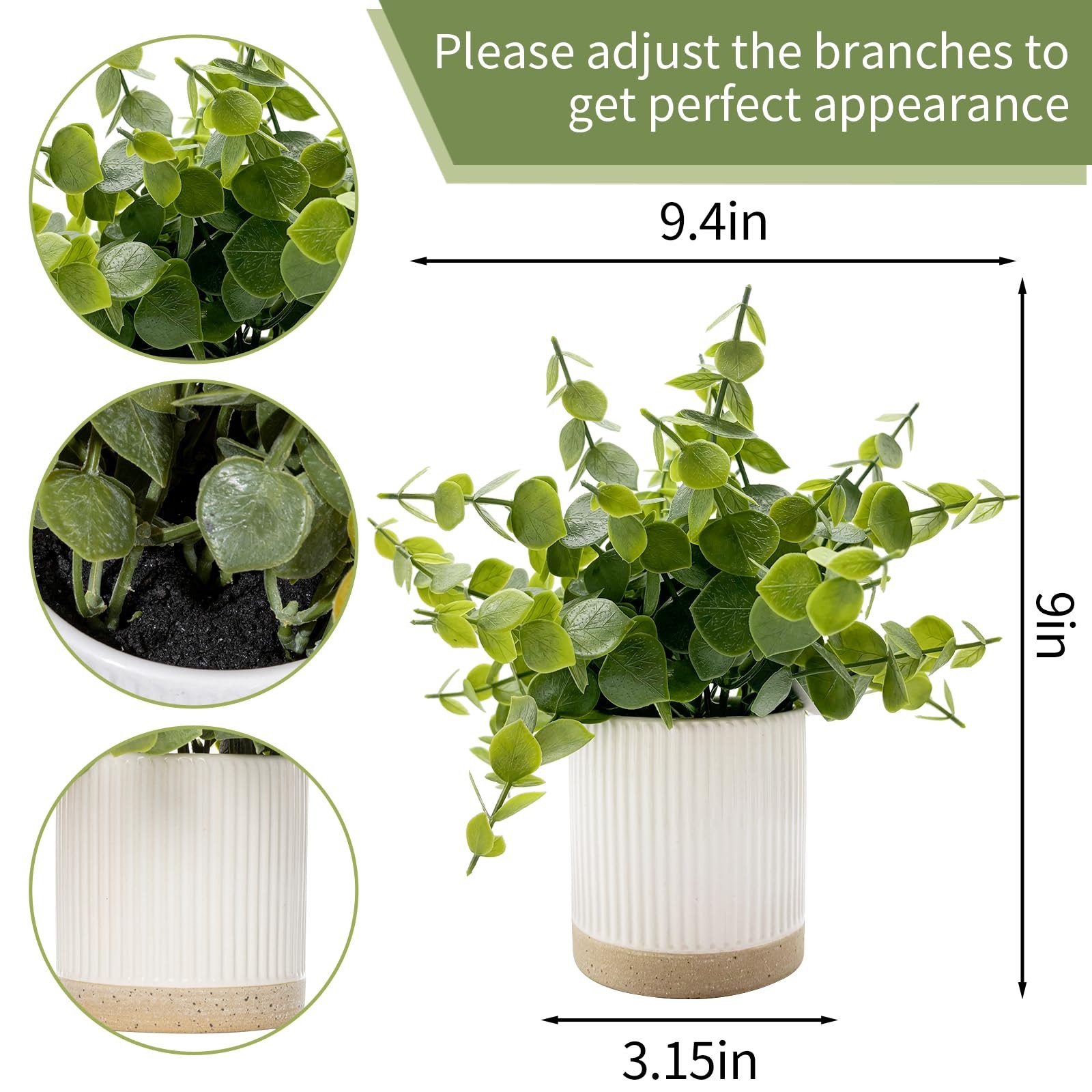 Small Fake Plants Eucalyptus Plants with Ceramic Pot