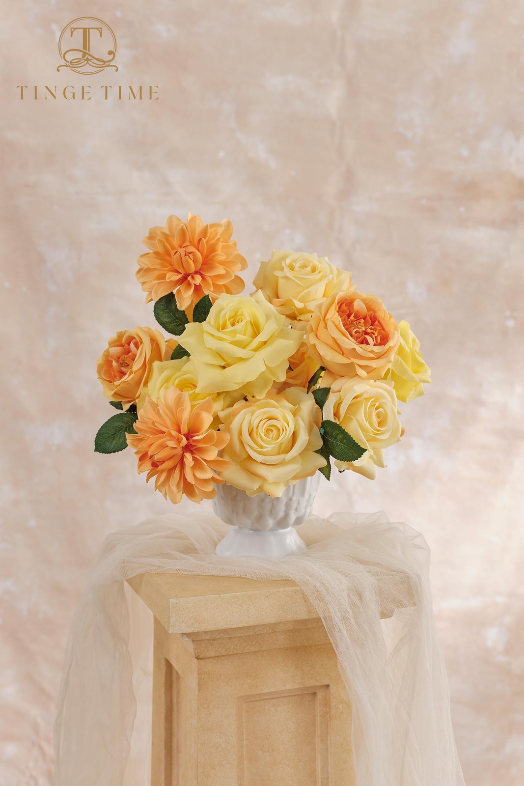 Yellow Artificial Flowers Combo Box Set, 16PCS Fake Rose Silk Flower w/Stem f…