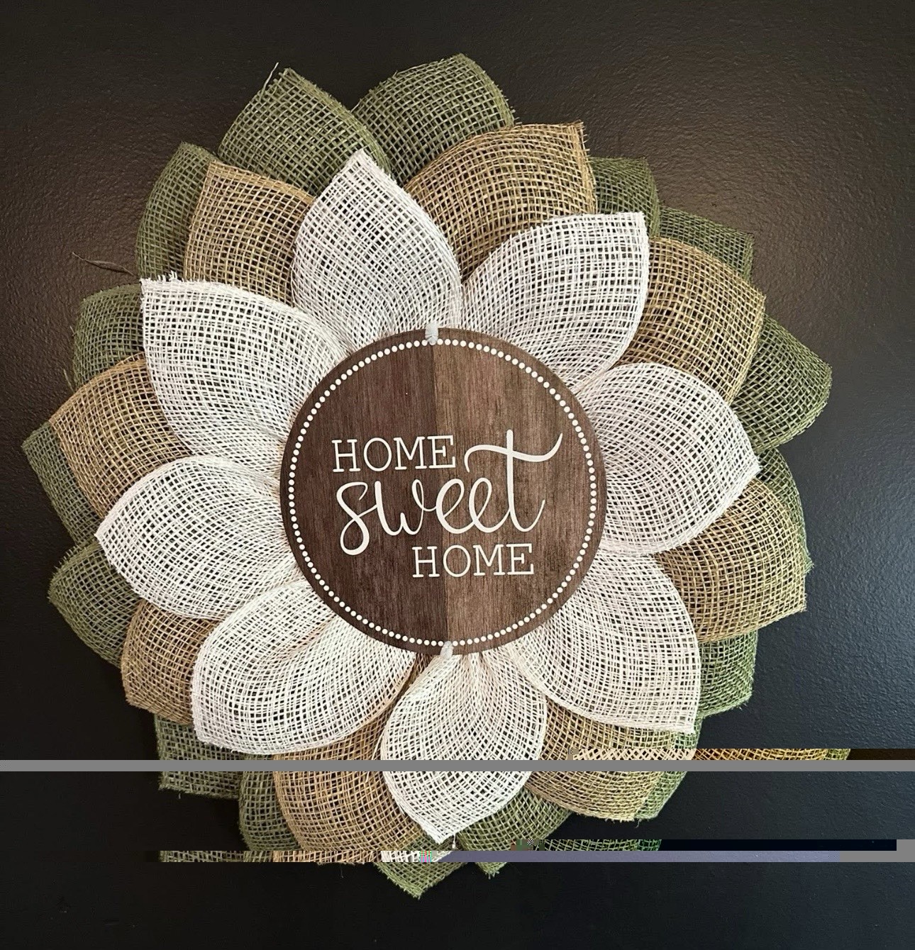 Wreath Poly Burlap Flower – Farm House Door And Wall Decor Neutral Rustic