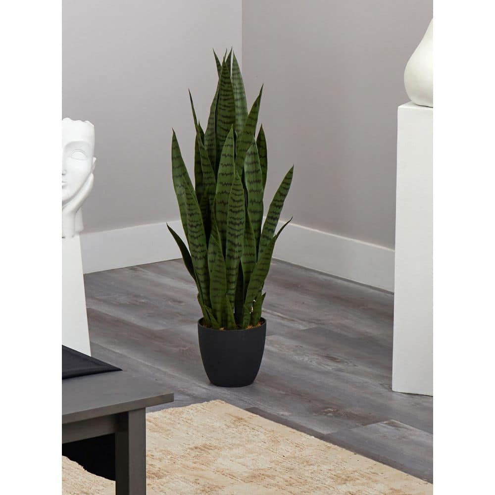 Decorative Planter 38″ Sansevieria Artificial Lush Green Versatile Indoor Plant