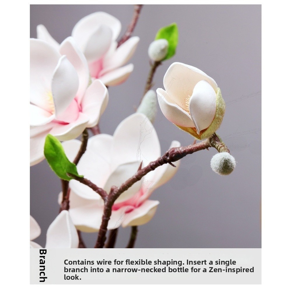 Realistic Looking Magnolia Fake Flowers 51cm Length with Soft Touch EVA Petals