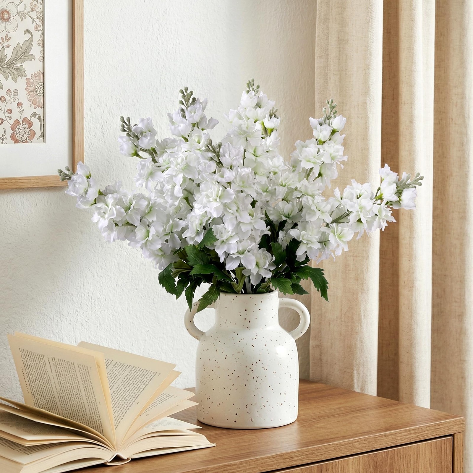 Fake Flowers 23.6” Delphinium Artificial Flowers 8Pcs Silk Flowers with Stems…