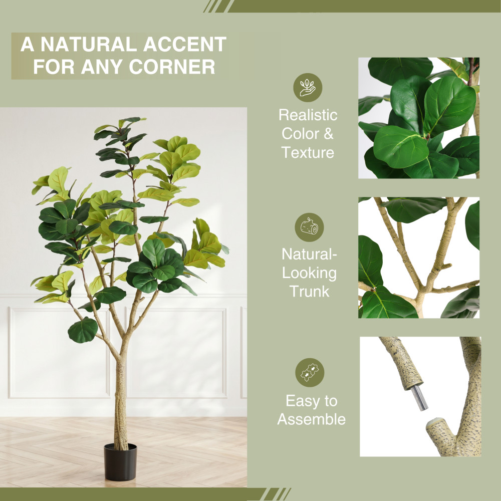 6ft Artificial Fiddle Leaf Fig Tree Faux Potted Plant Indoor Decor