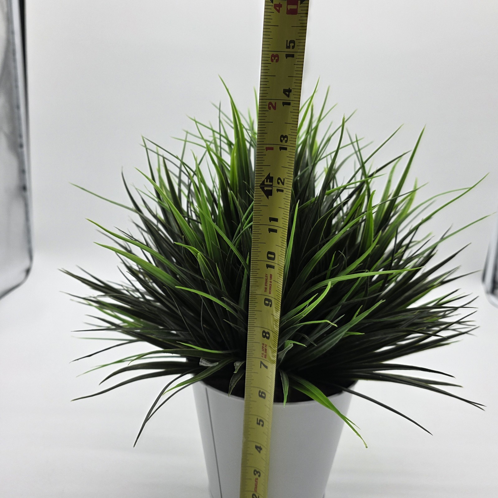 Artificial Grass Plant in White Pot Faux Greenery Desk Shelf Home Decor 14″
