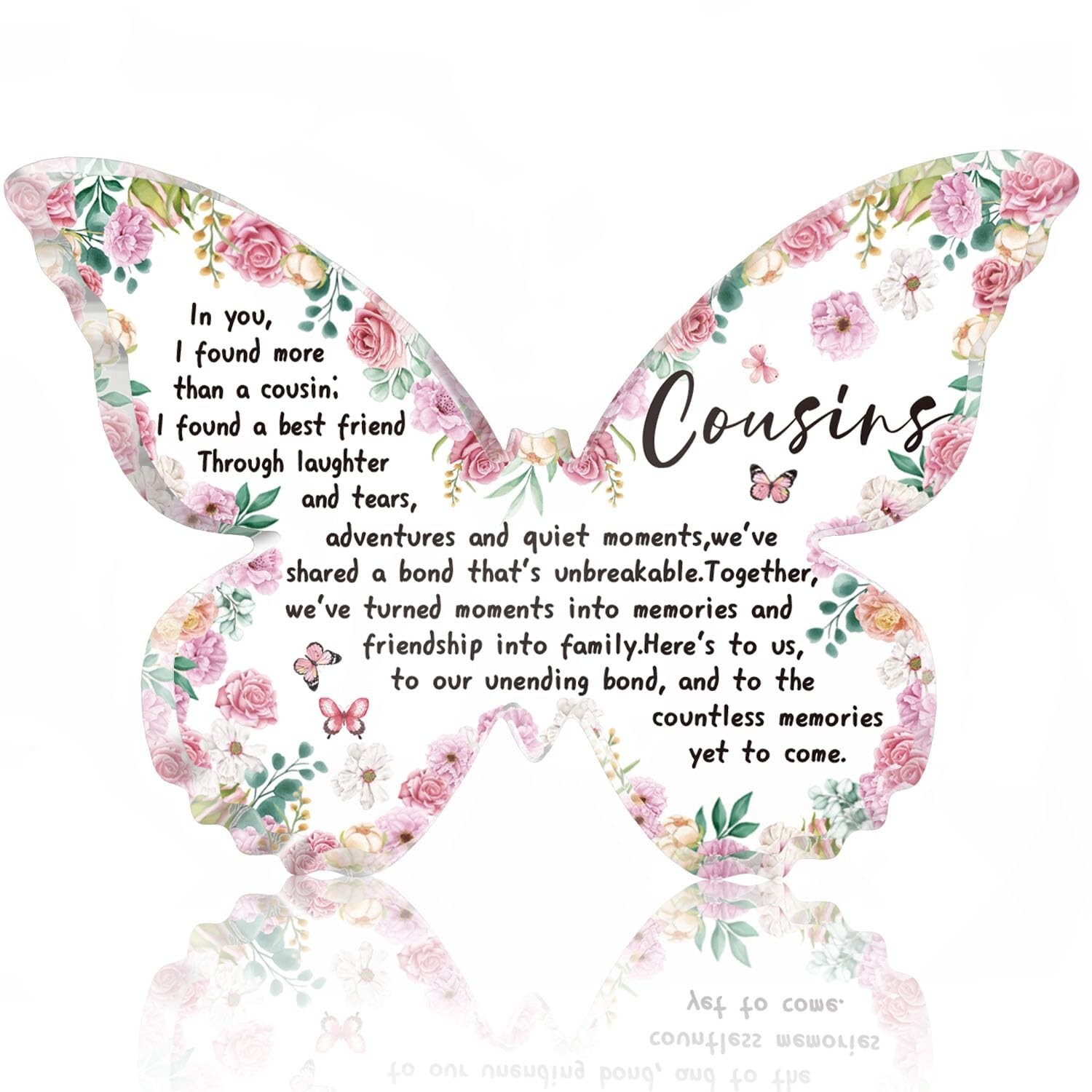 Butterfly Shaped Acrylic Gifts for Cousin – Pink flower Christmas Decoration …