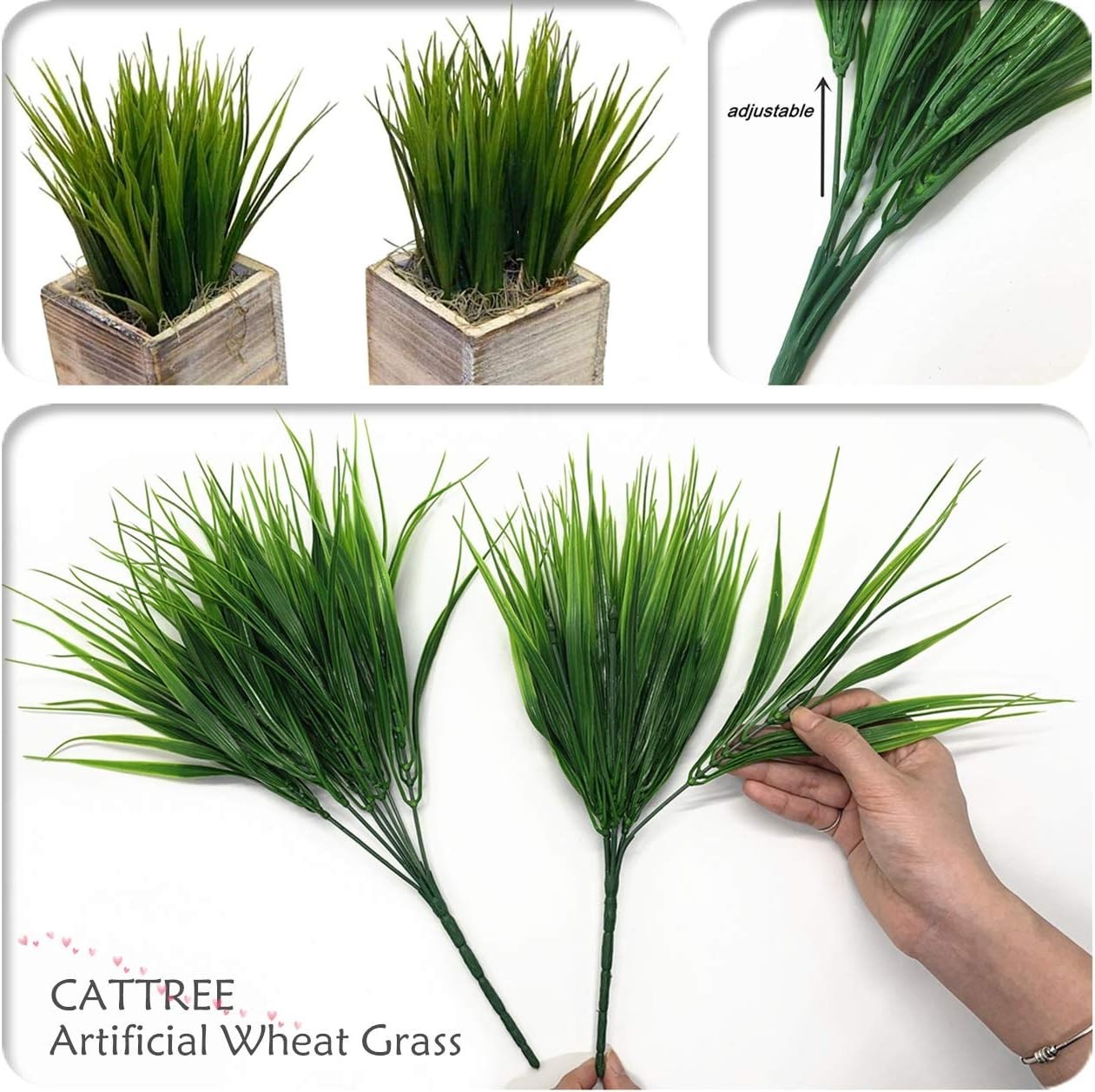 Artificial Wheat Grass 5 pcs Fake Green Leaves Indoor Outdoor Decoration
