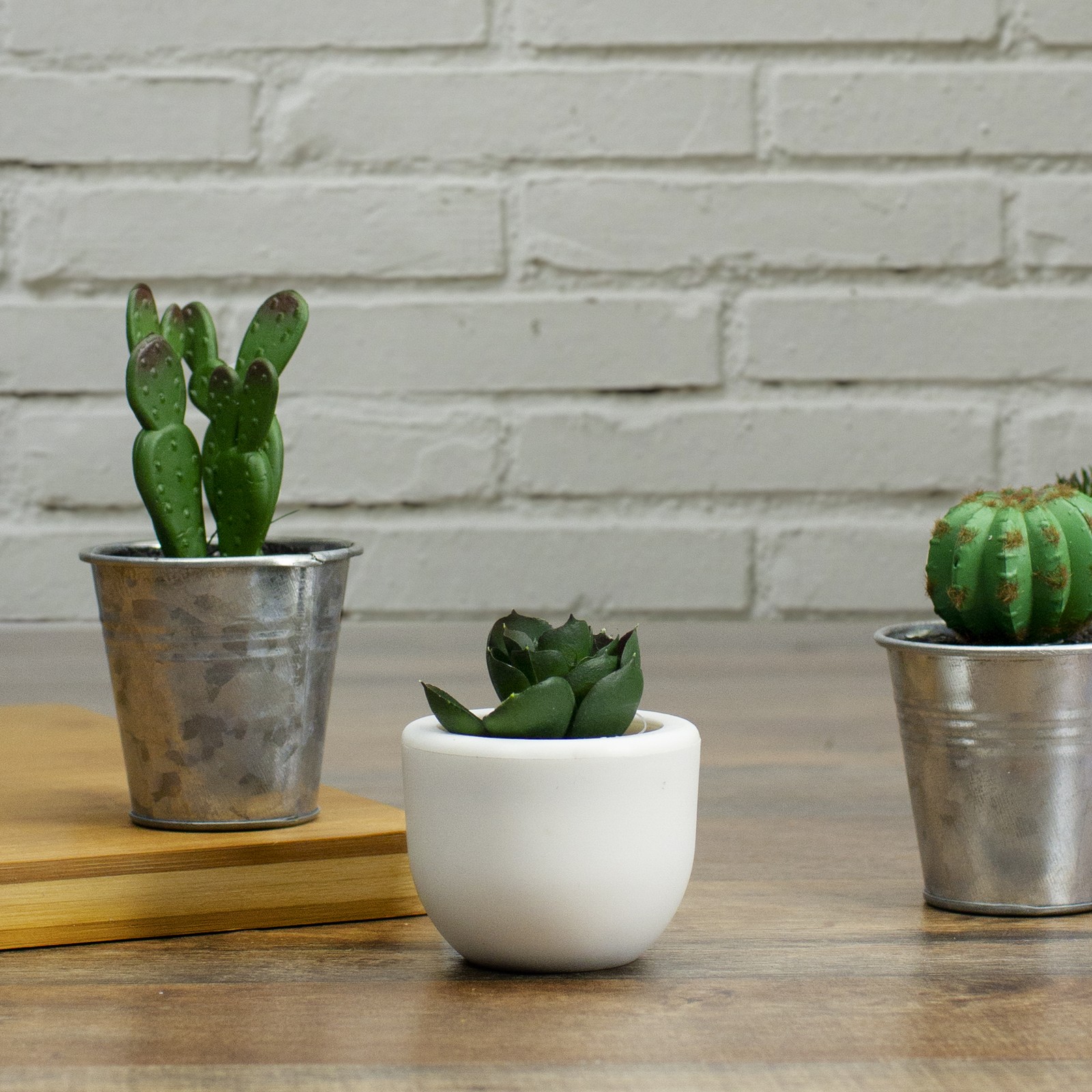 Northlight 2.75” Mini Faux Succulent Planter with White Pot Table Top Decoration