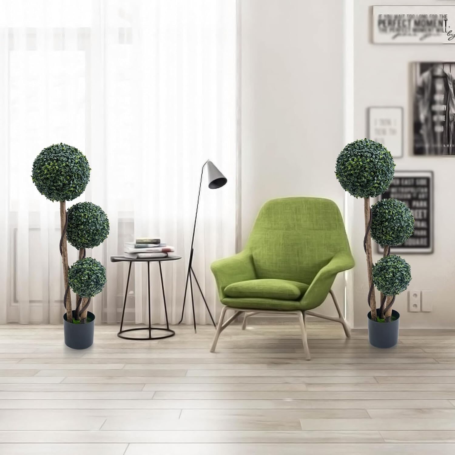 35/45In Artificial Triple Boxwood Topiary Ball Trees Green Milan Grass Ball Tree