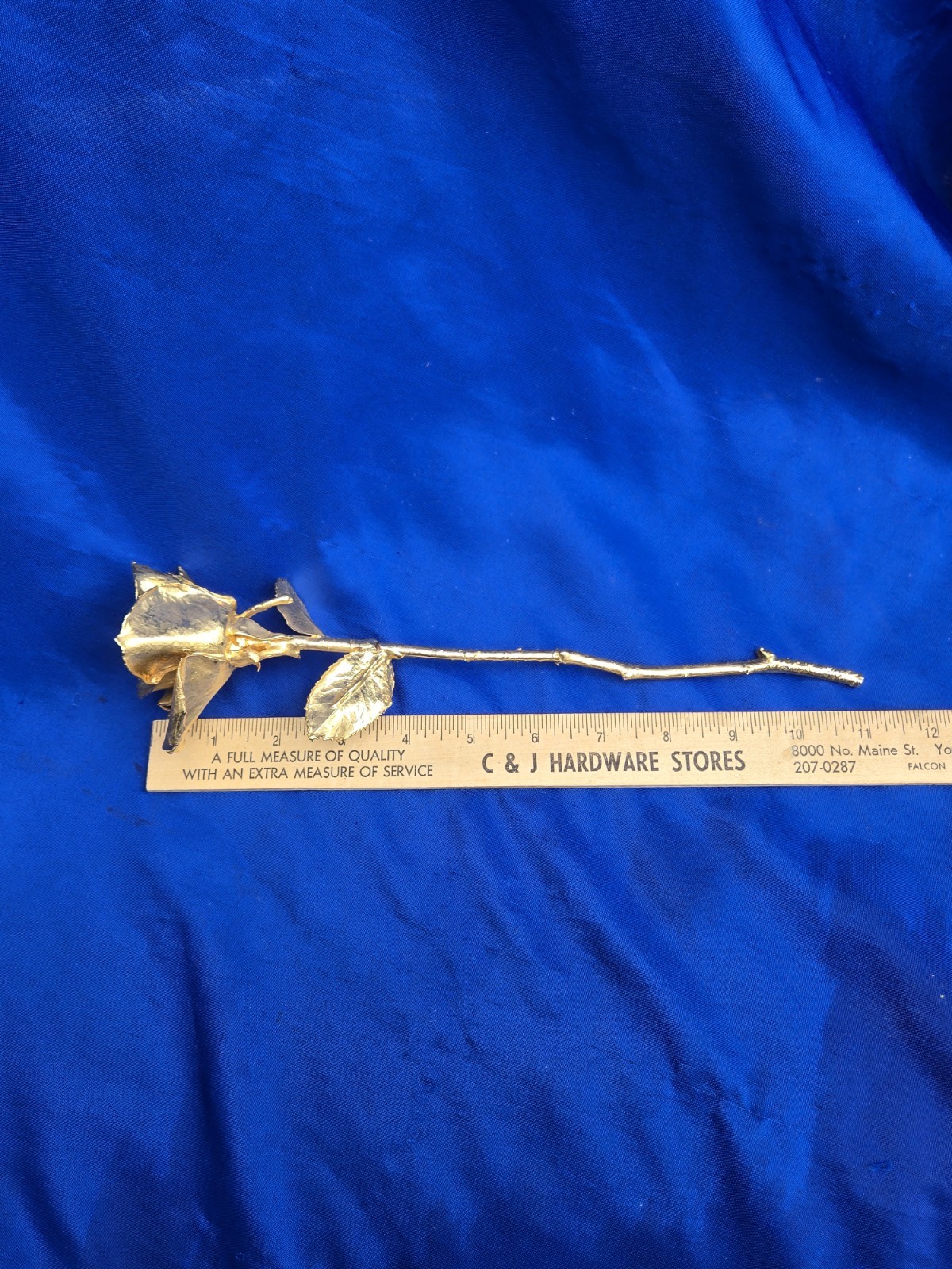 Gorgeous Gold Dipped Rose Semi Open Bud 11″