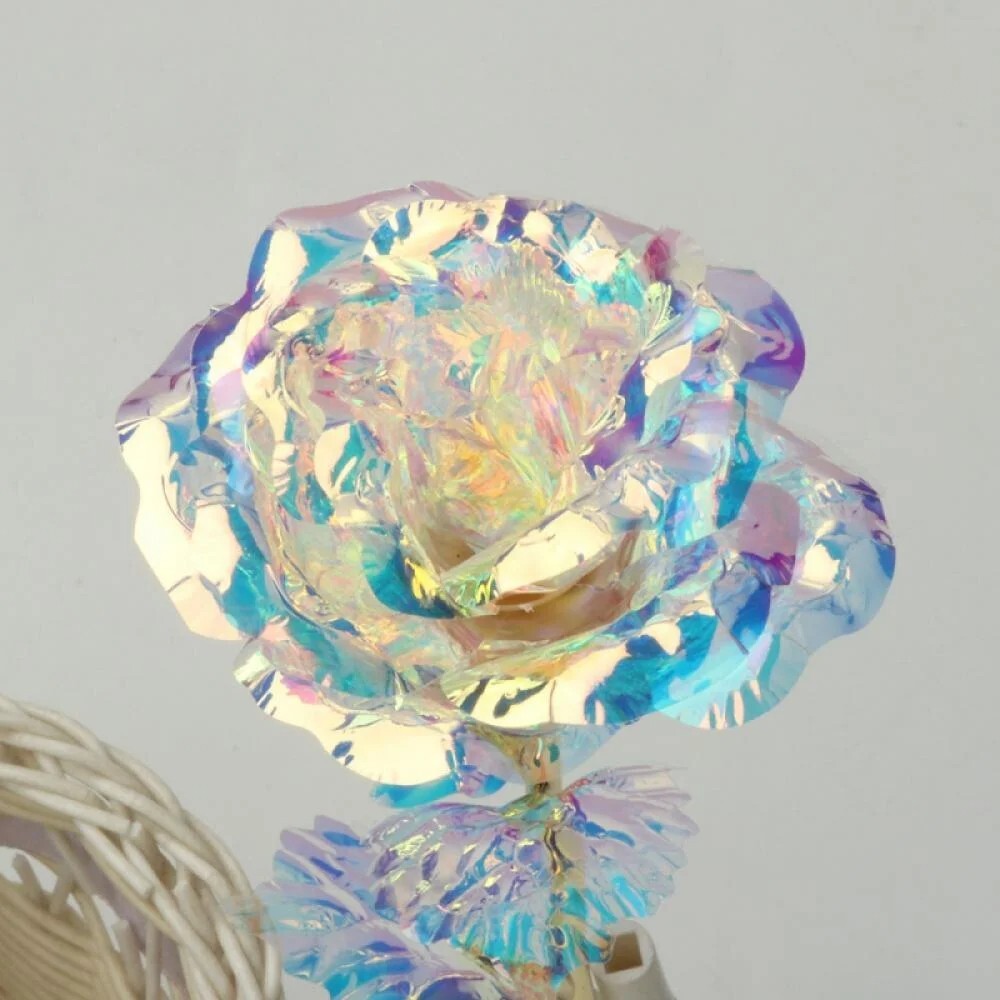 Romantic Artificial Gold Foil Rose Valentines Day Rose Flower Home Wedding Decor