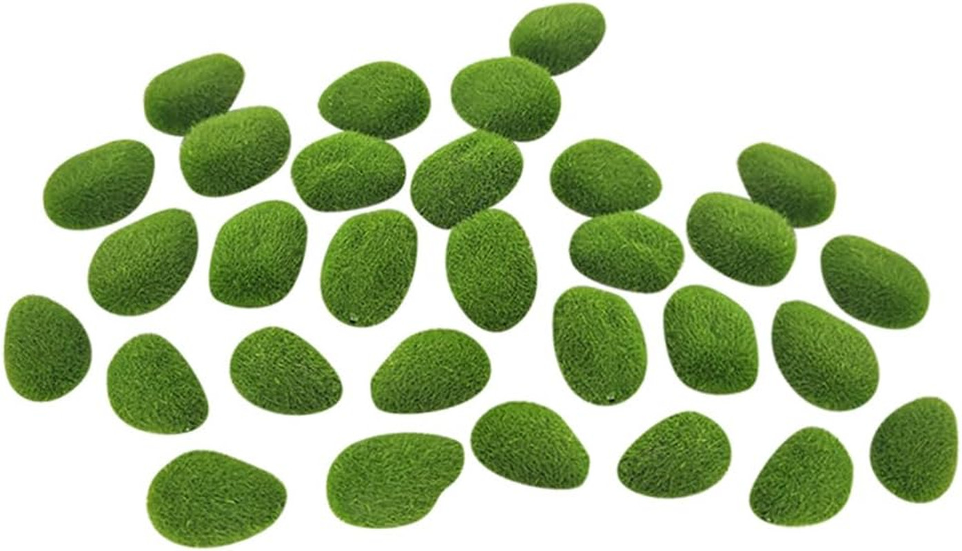 30 Pcs Green Artificial Moss Rocks for Fairy Gardens & Floral Decor