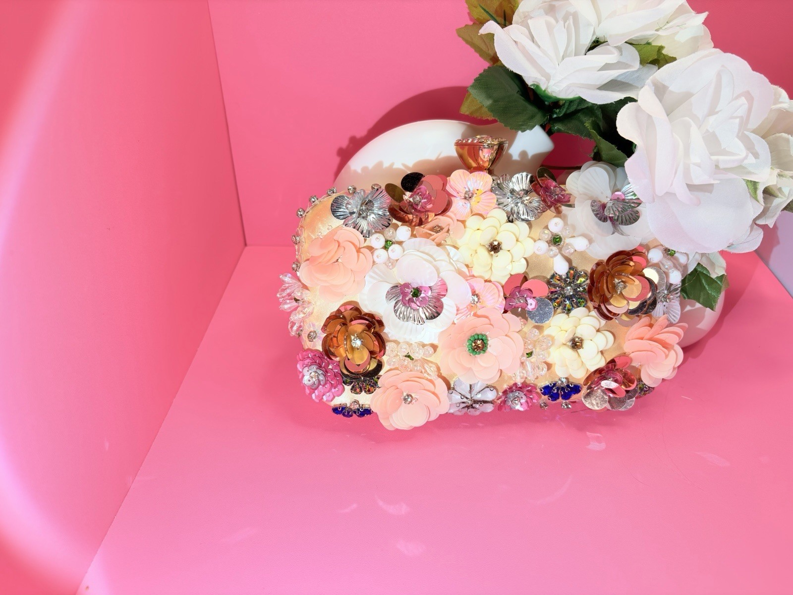 Artificial Rose Floral Arrangement & Centerpiece, Multicolor Mixed Materials