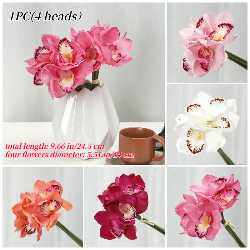 1PC 4 Heads Artificial Flower Moth Orchid Butterfly Bouquet Wedding Home Decor