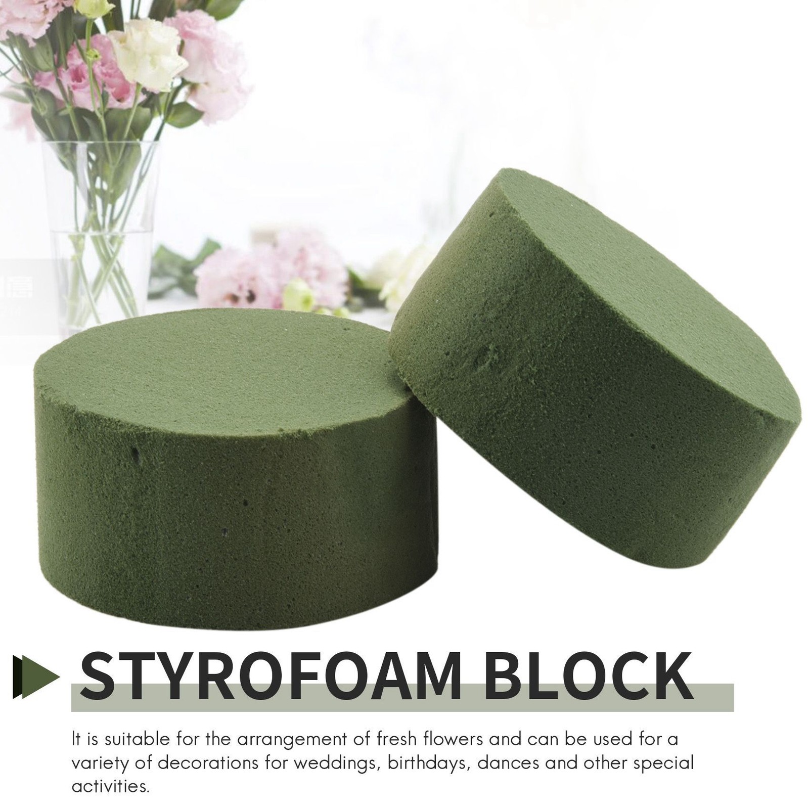 8 Pack DIY Flower Arrangement Kit Green Round Wet Floral Foam, Wedding8811