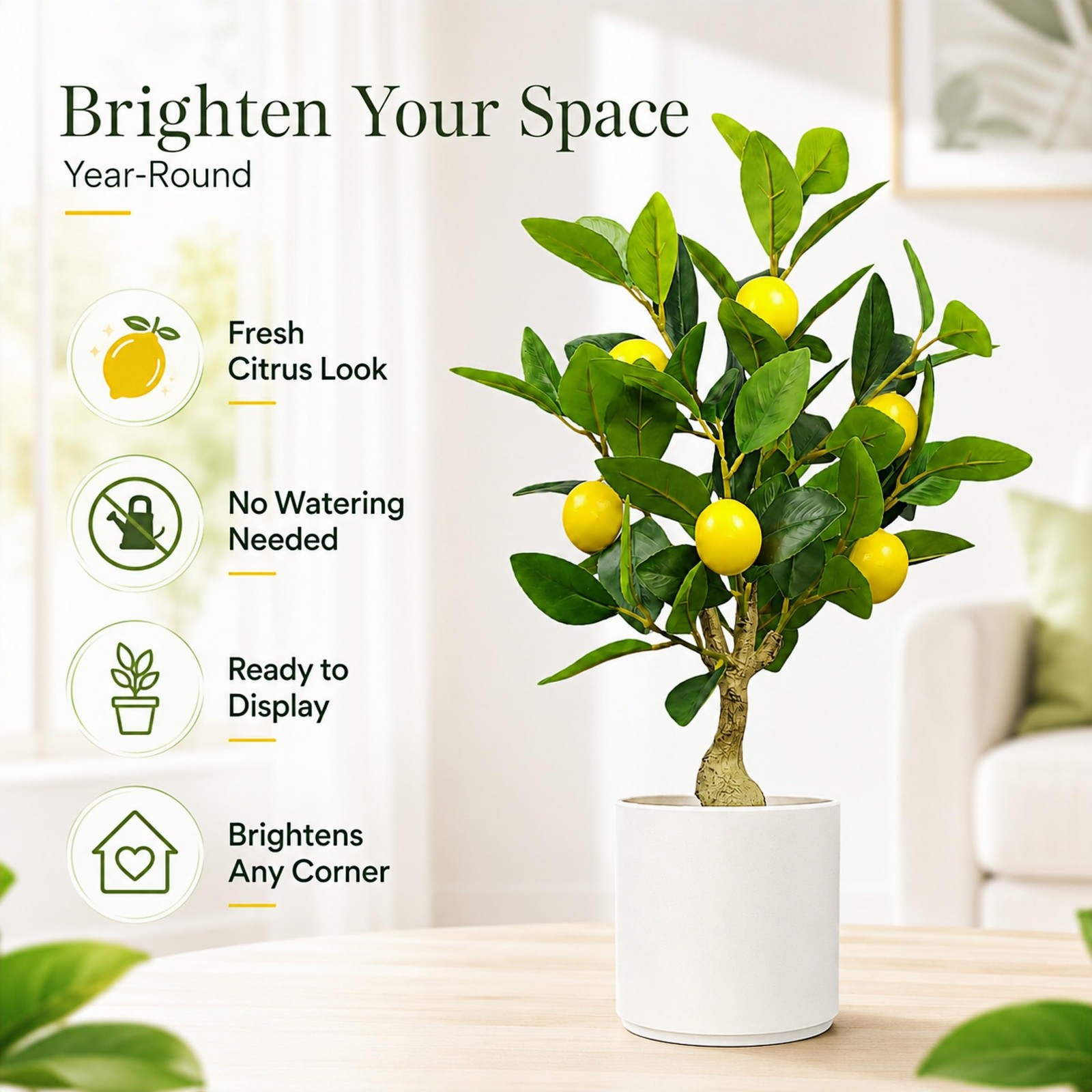 Artificial Lemon Tree 20.5 Inches Tall, Fake Potted Citrus Plant with Lemons …