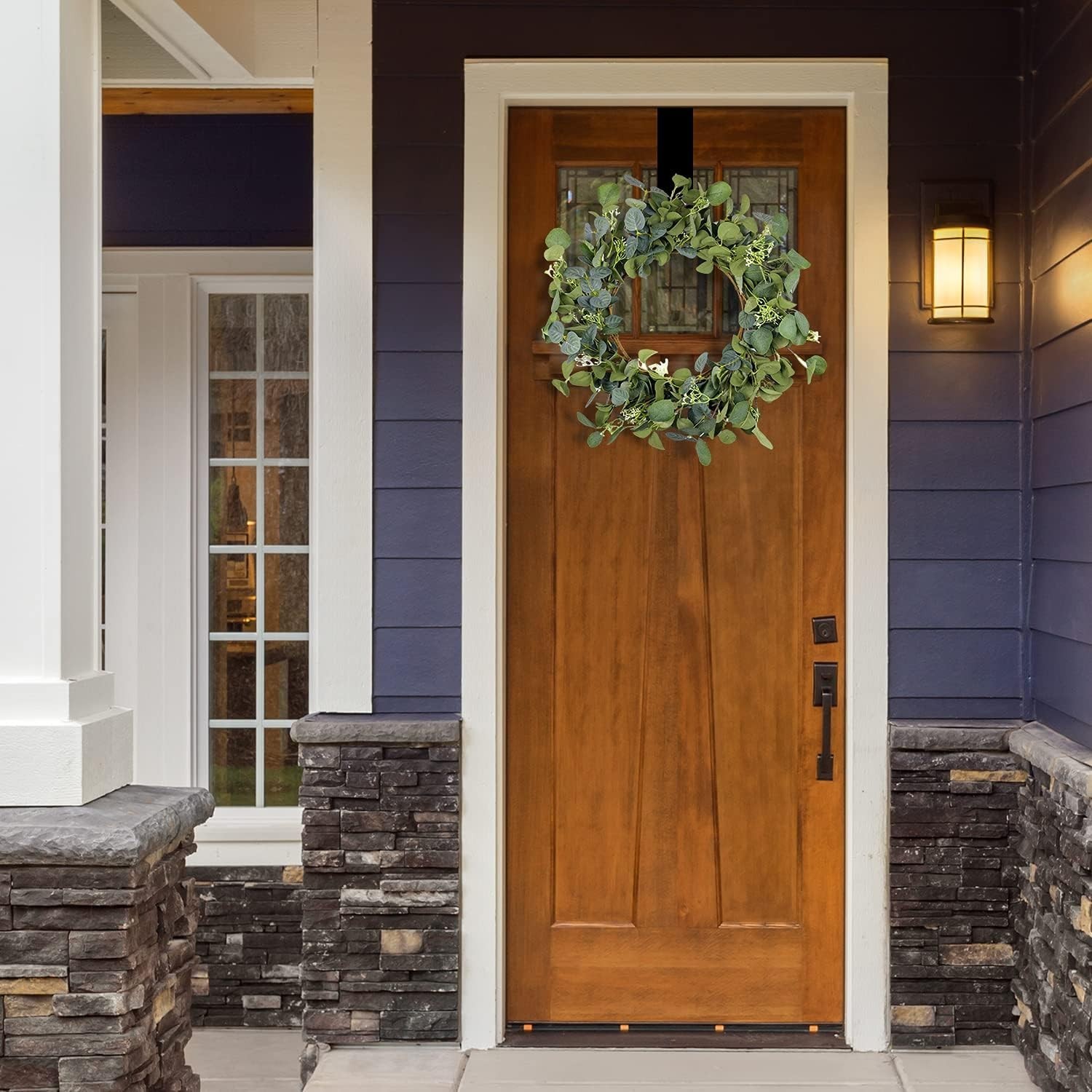 Durable 22-Inch Eucalyptus Wreath – Handmade Silk for Indoor & Outdoor Use
