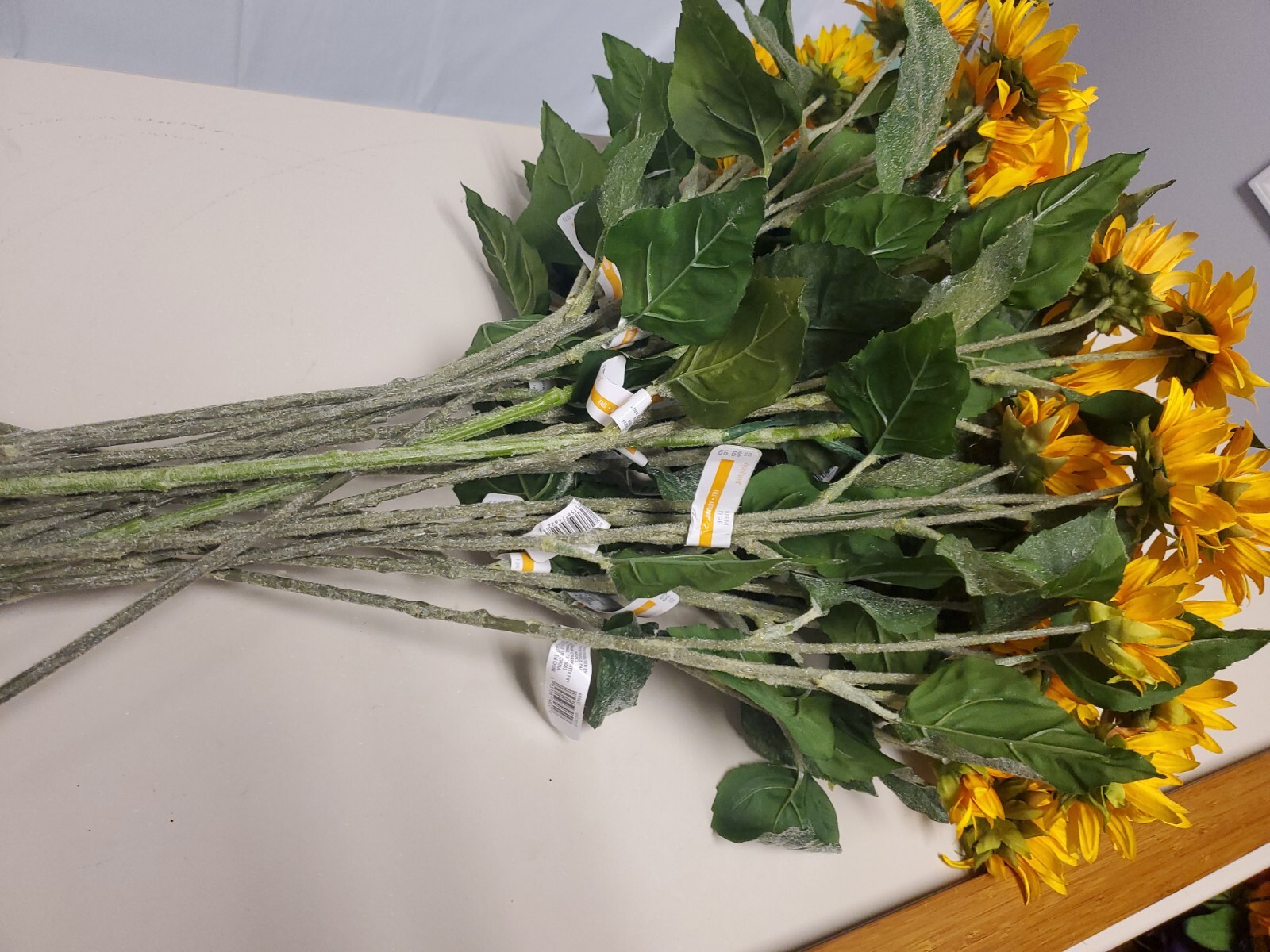 SM Bloom Bright Orange Sunflower Stem / Pick 29″ High Autumn Fall Summer Floral