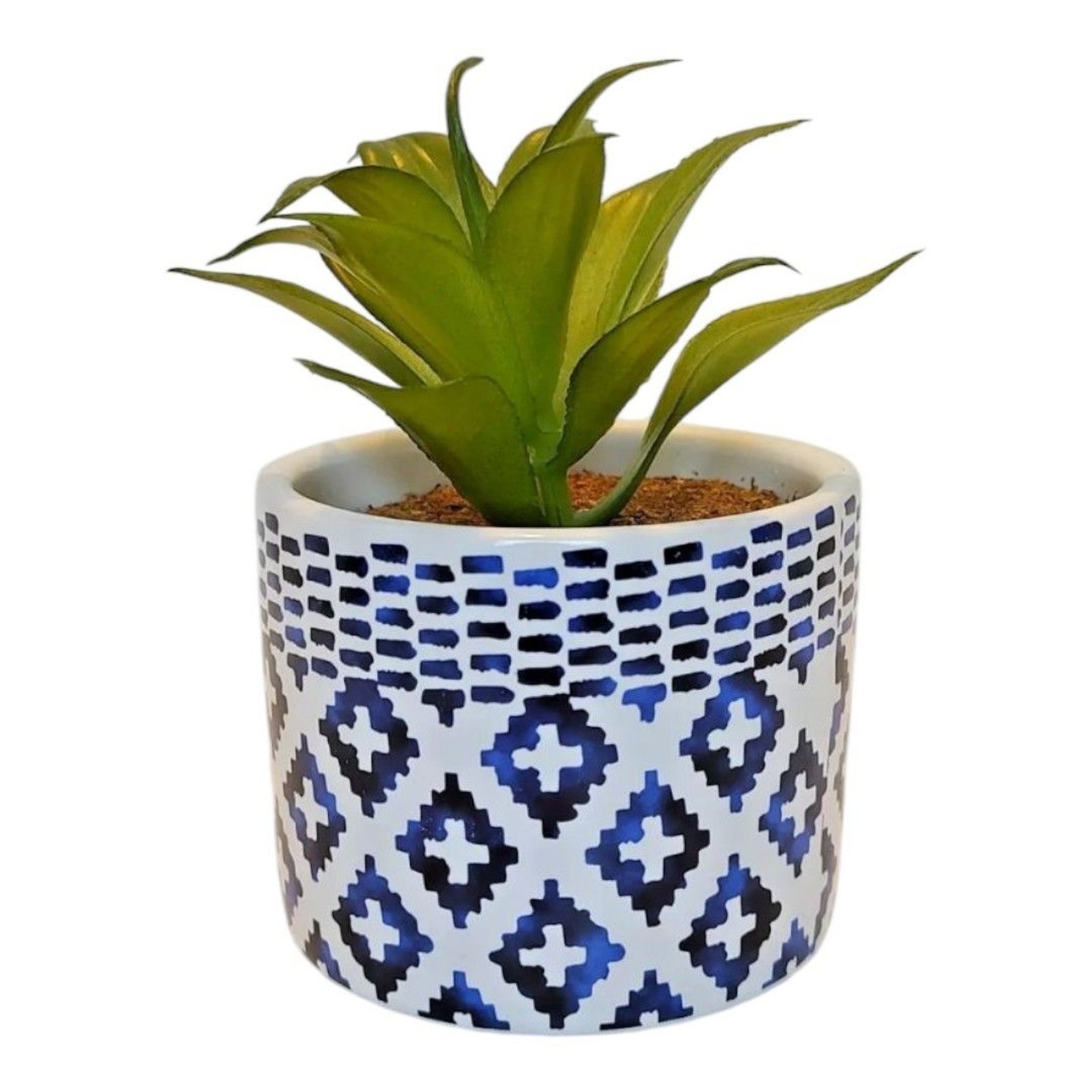 Succulent Flower Arrangement Bouquet Centerpiece Blue White Green Brown Ceramic