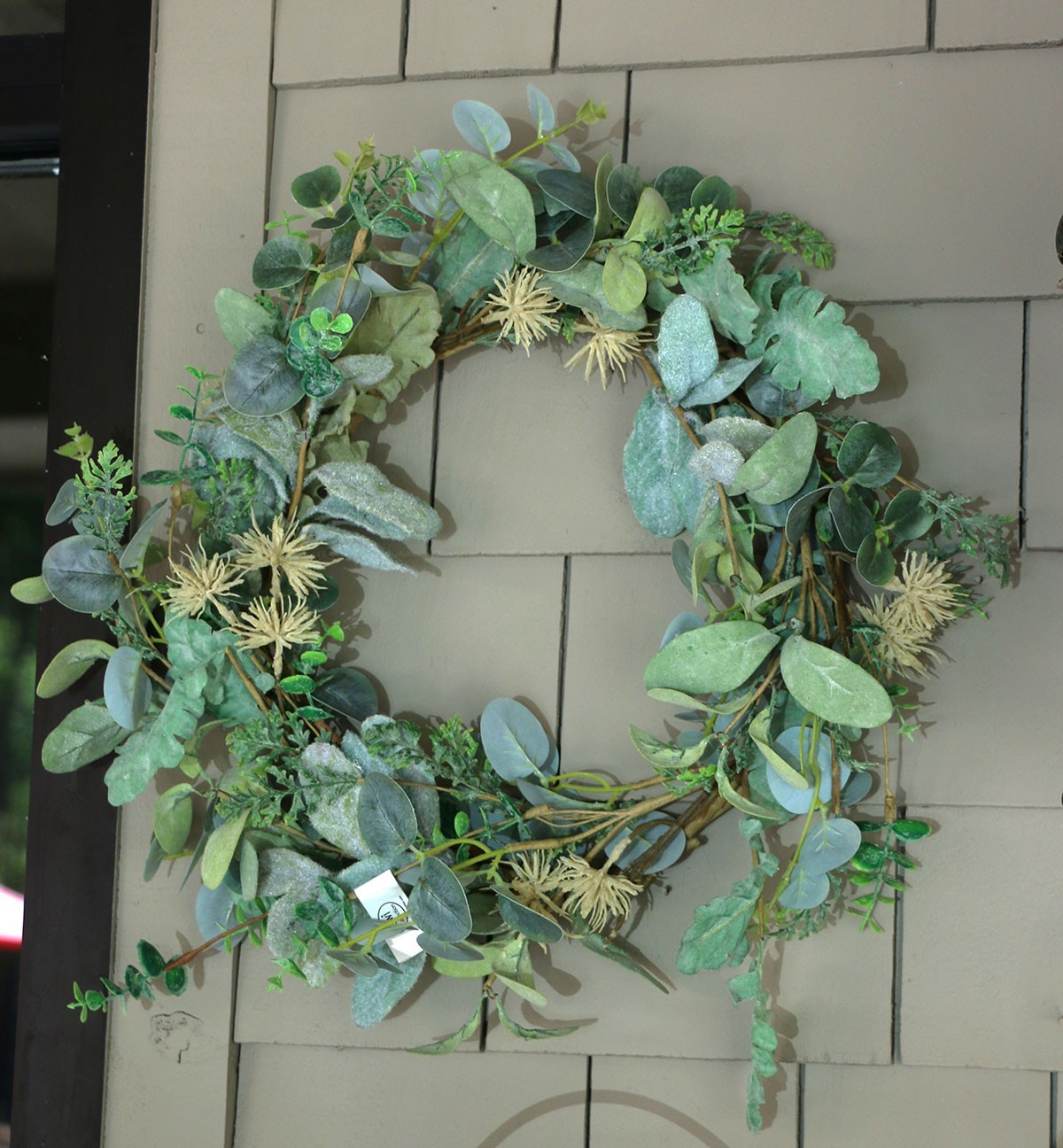 Floral Wreath 20 inch Sea Holly Artificial Greenery Coastal Wall Decor