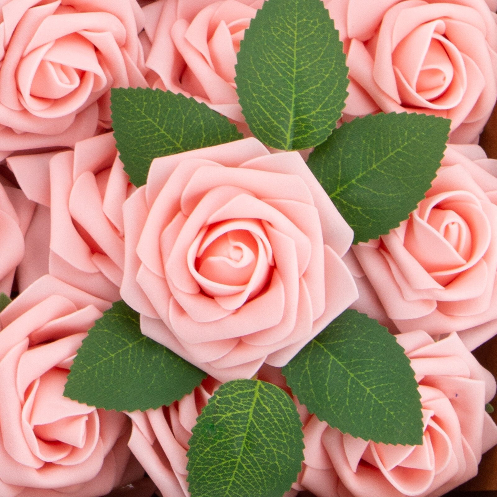 50Pack Faux Fake Foam Rose Bulk for DIY Wedding Bouquet Baby Bridal Shower Party