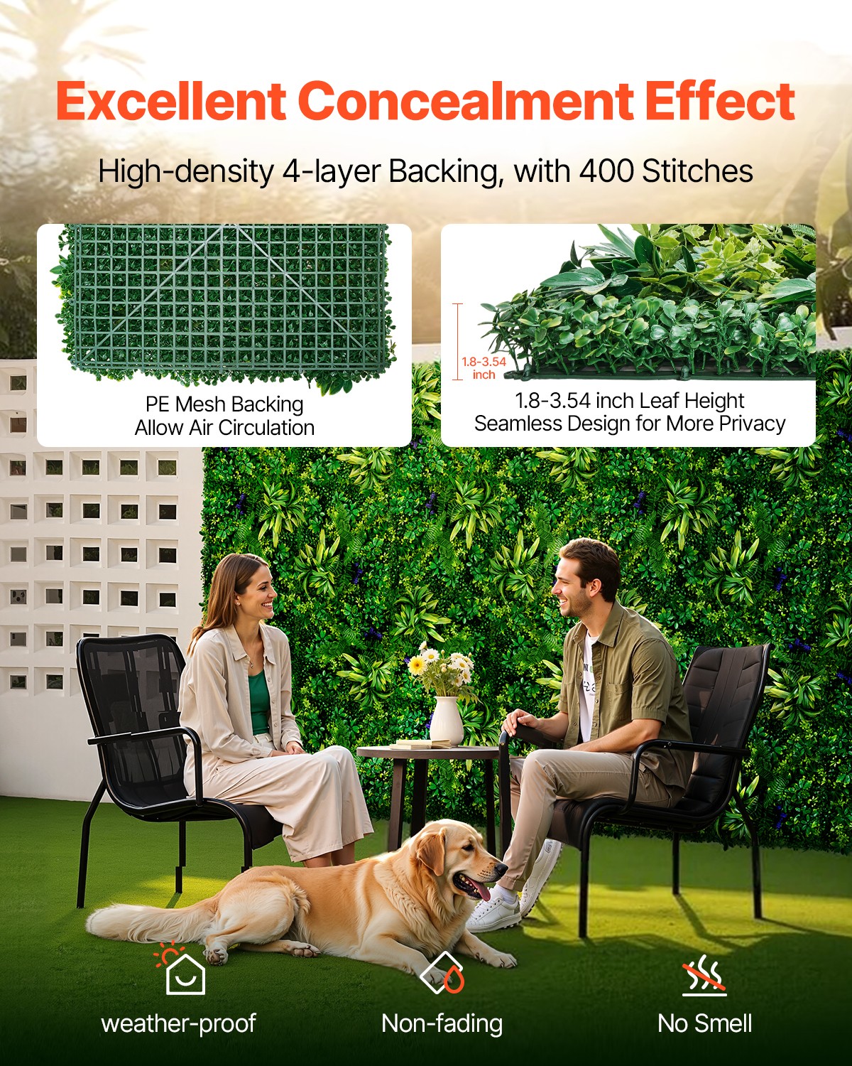 VEVOR 12pcs 20″x20″ Artificial Boxwood Mat Wall Hedge Decor Privacy Fence Panel