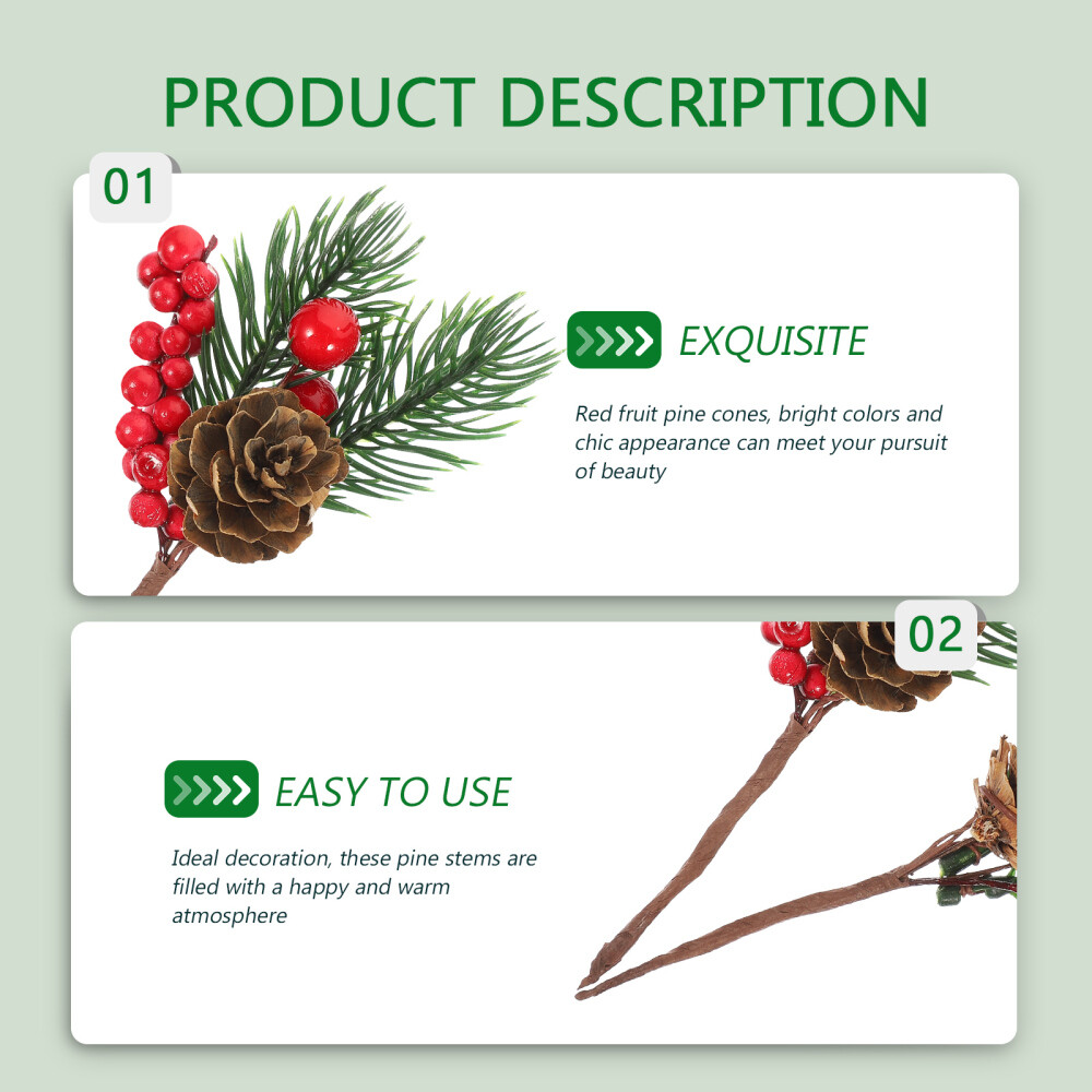 10pcs Red Berry Picks for Xmas Tree Decoration & Crafts
