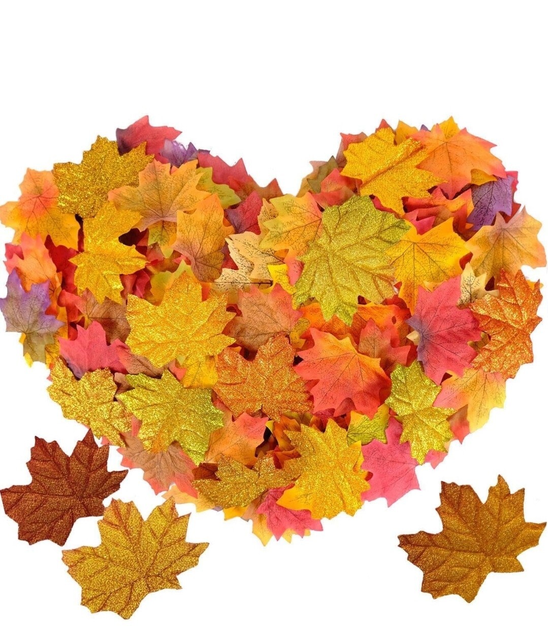 500pcs Assorted Mixed Fall Colors Artificial Maple Leaves Decor Decoration
