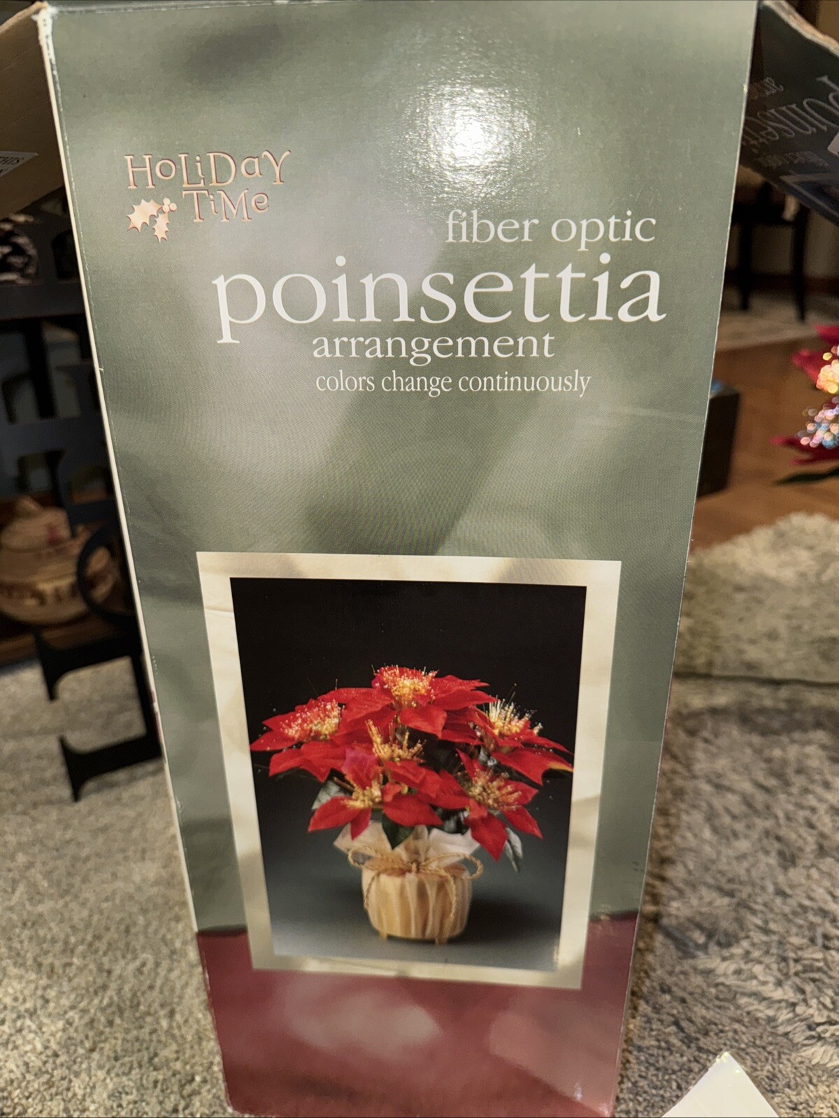 16” Fiber Optic Color Changing Poinsettia Flower Arrangement by Holiday Time