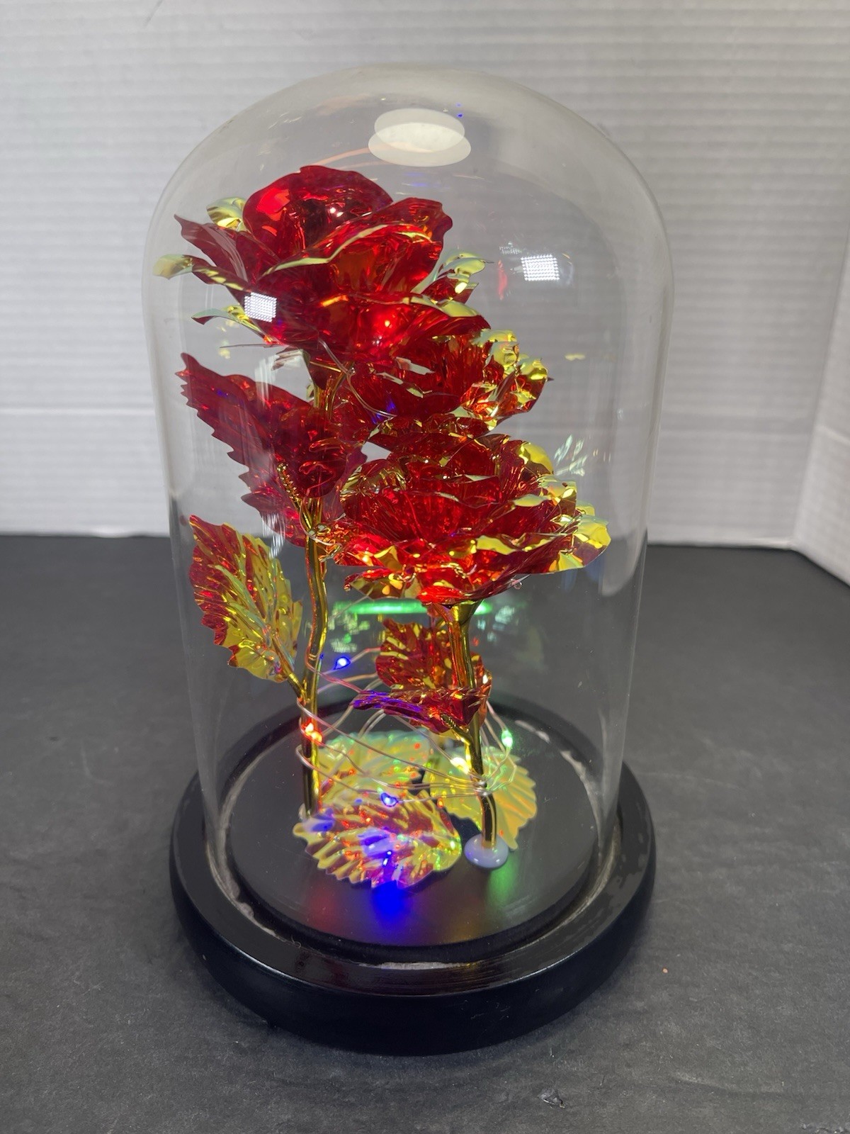 Enchanted Forever Rose Flower In Dome Glass LED Rose Of Love Pre Owned