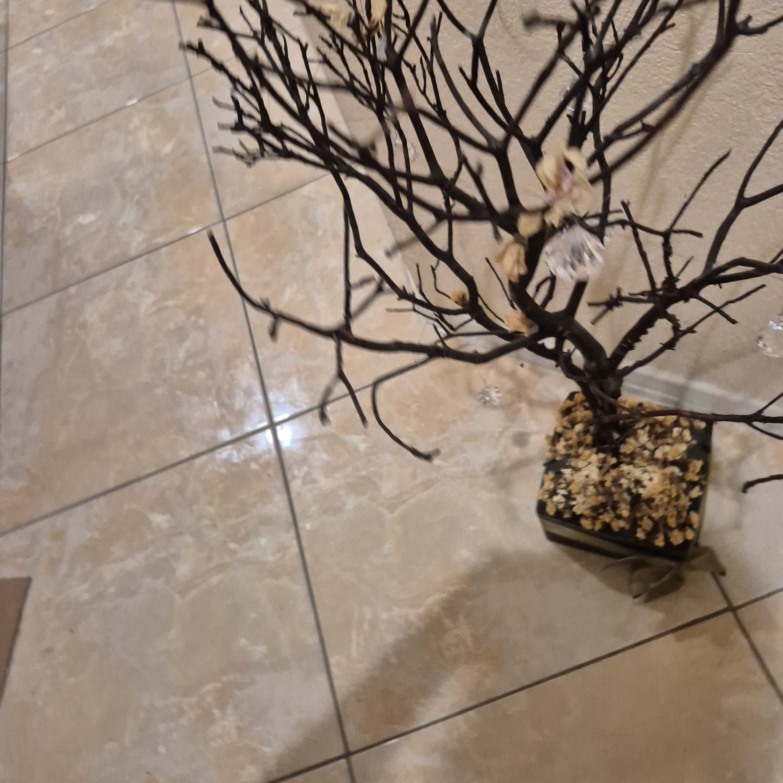 Manzanita Branch Tree Brown Stem Flower Decorative Crystal 18 Inch Centerpiece