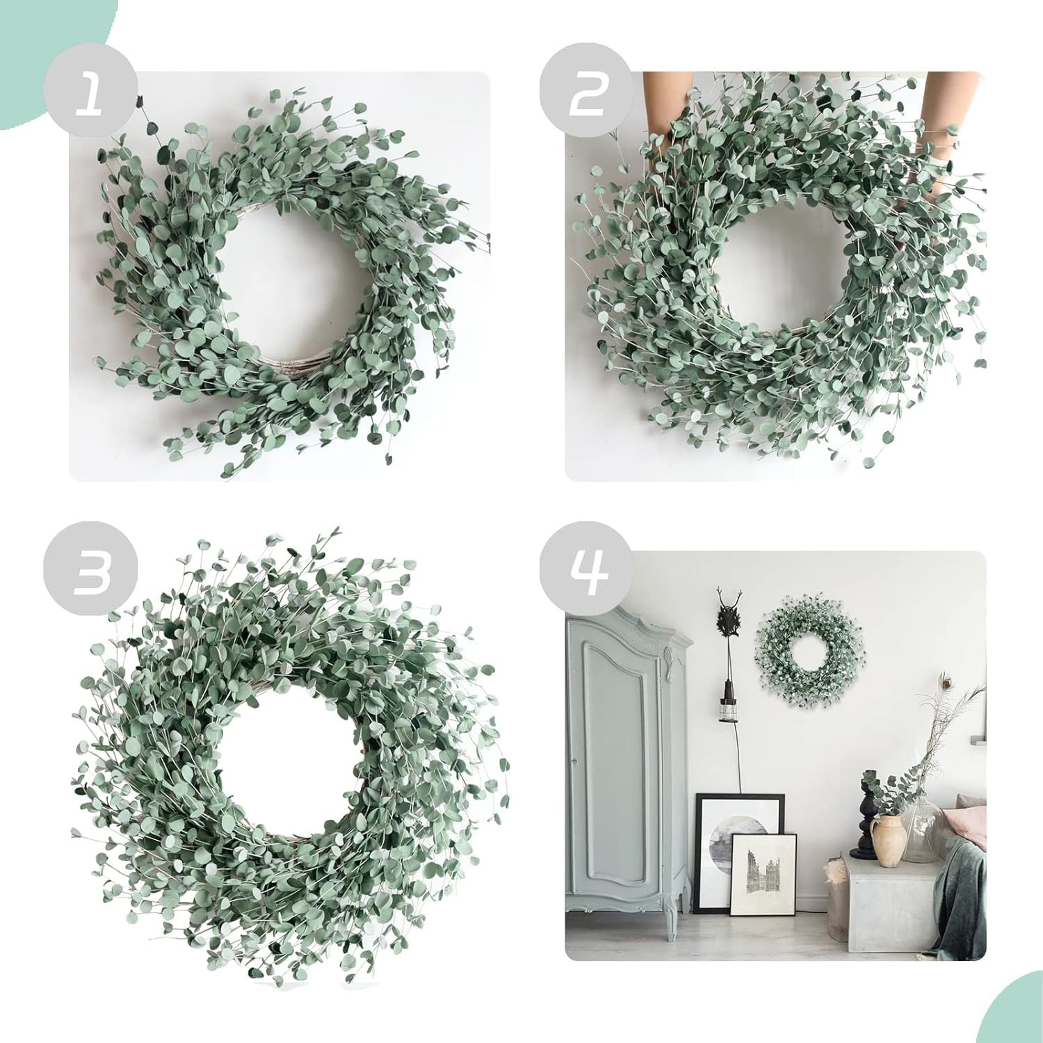 Luxurious 24 Inch Greenery Wreath for Indoor/Outdoor Use – Perfect Wedding Decor