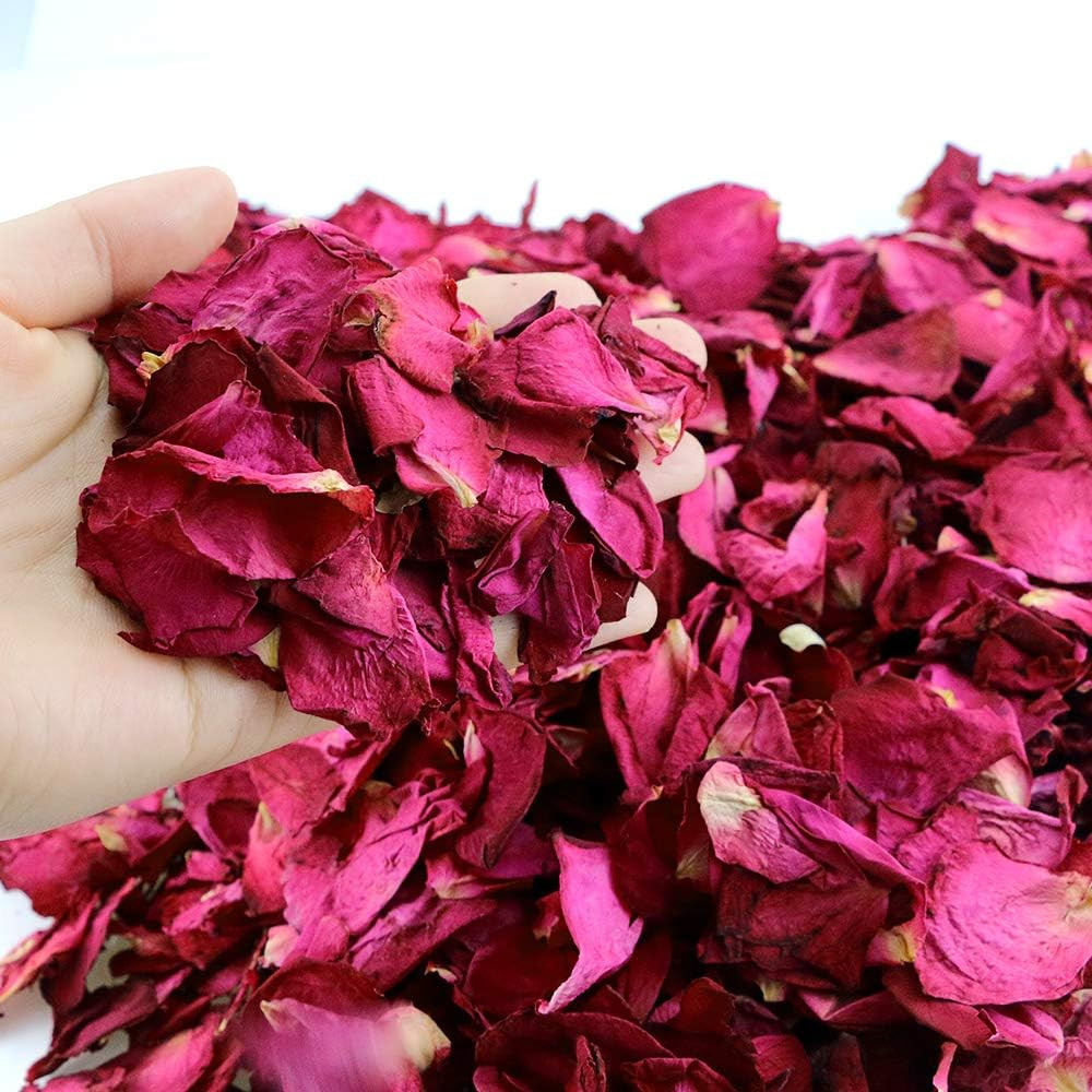 150 Grams/ 5.3 OZ Natural Real Red Rose Flower Petals Dried Rose Petal for Weddi