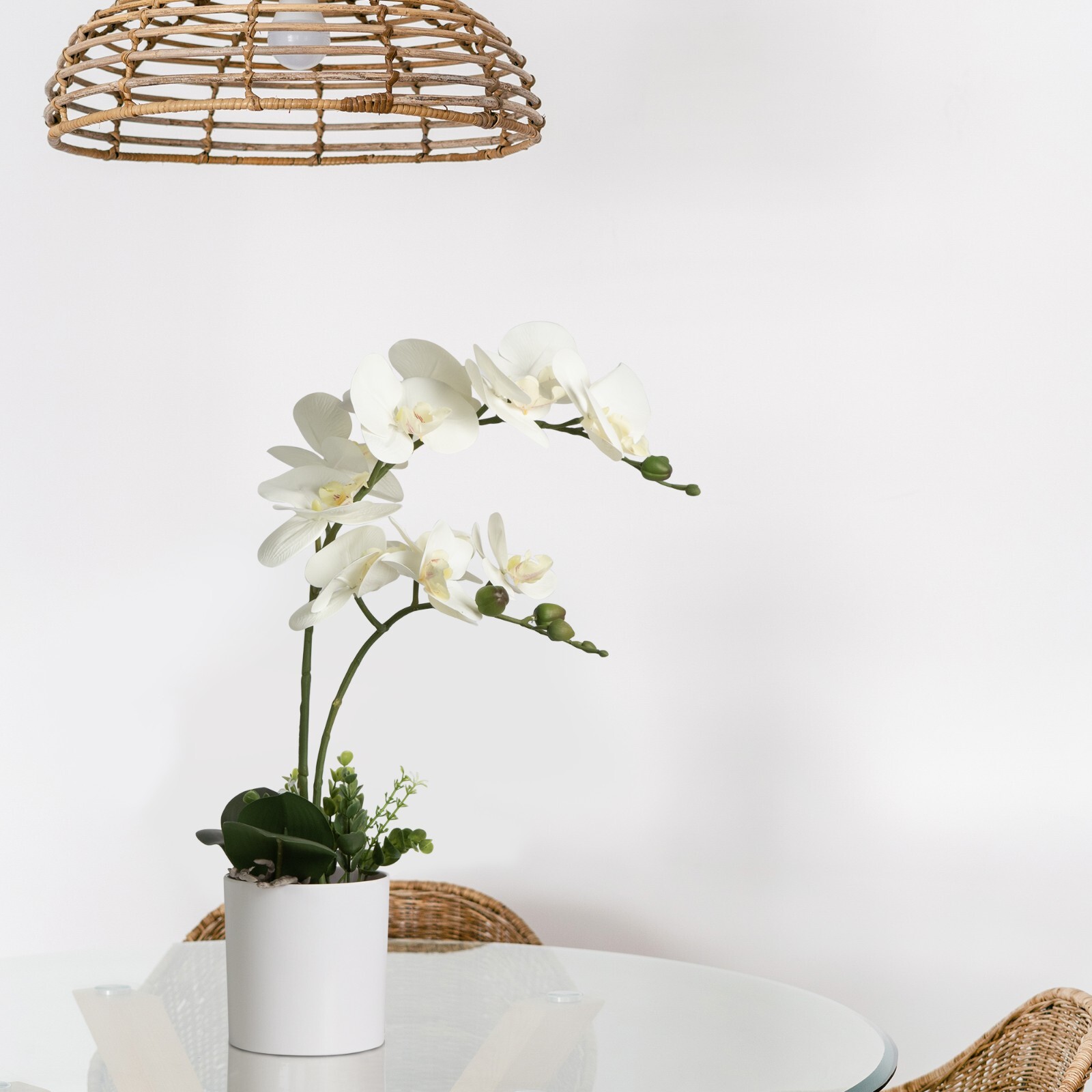Artificial Orchid Flowers Potted in Ceramic Pot