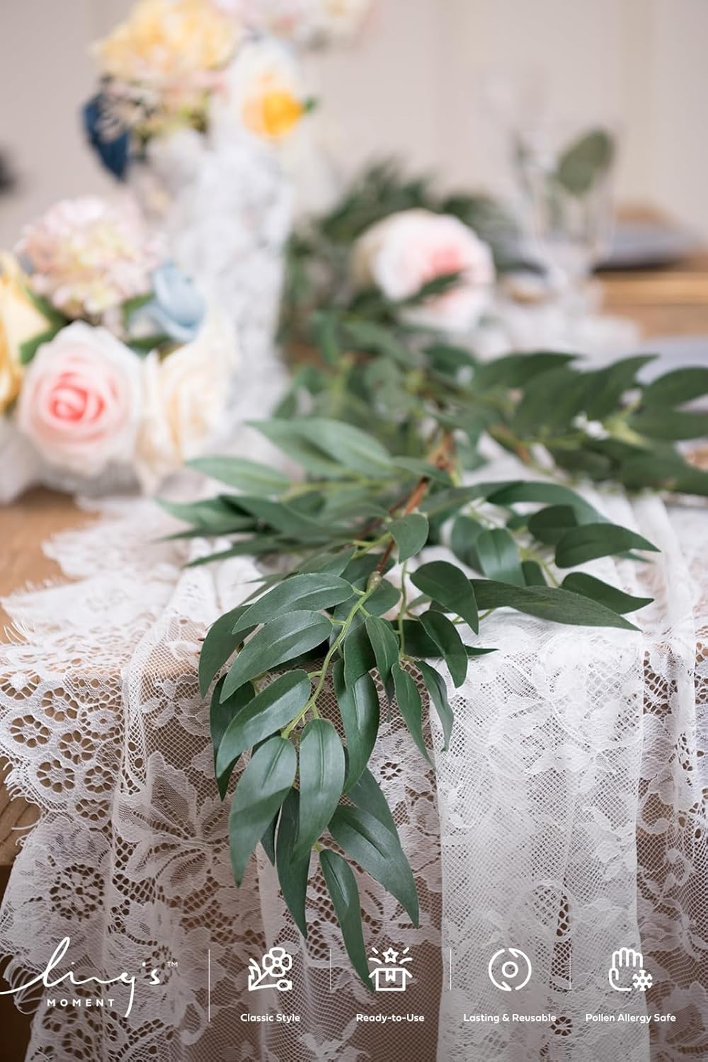Artificial Silk Willow Leaf Swag – Dark Green
