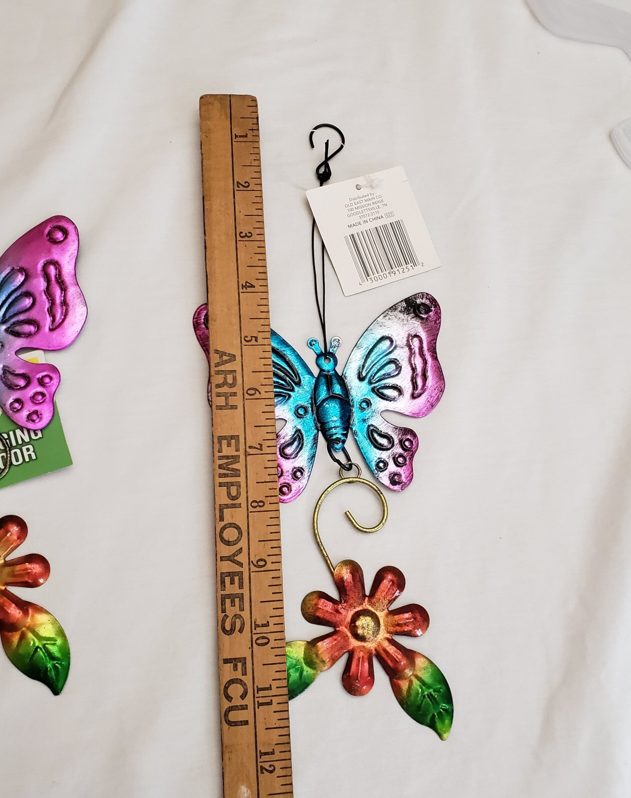 Butterfly & Flower Decorative Hanging Indoor Outdoor Metal Sign True Living NWT