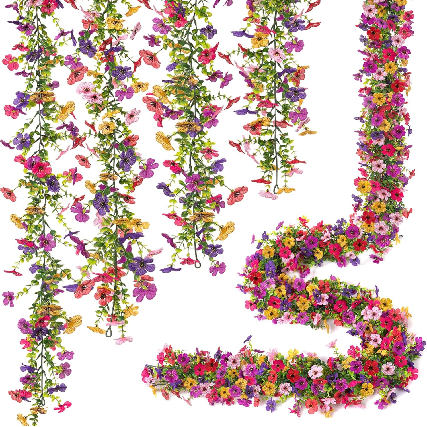 Artificial Flowers Garland Ivy, 4 Pack 5.9 FT Spring Summer Decor UV Resistant F