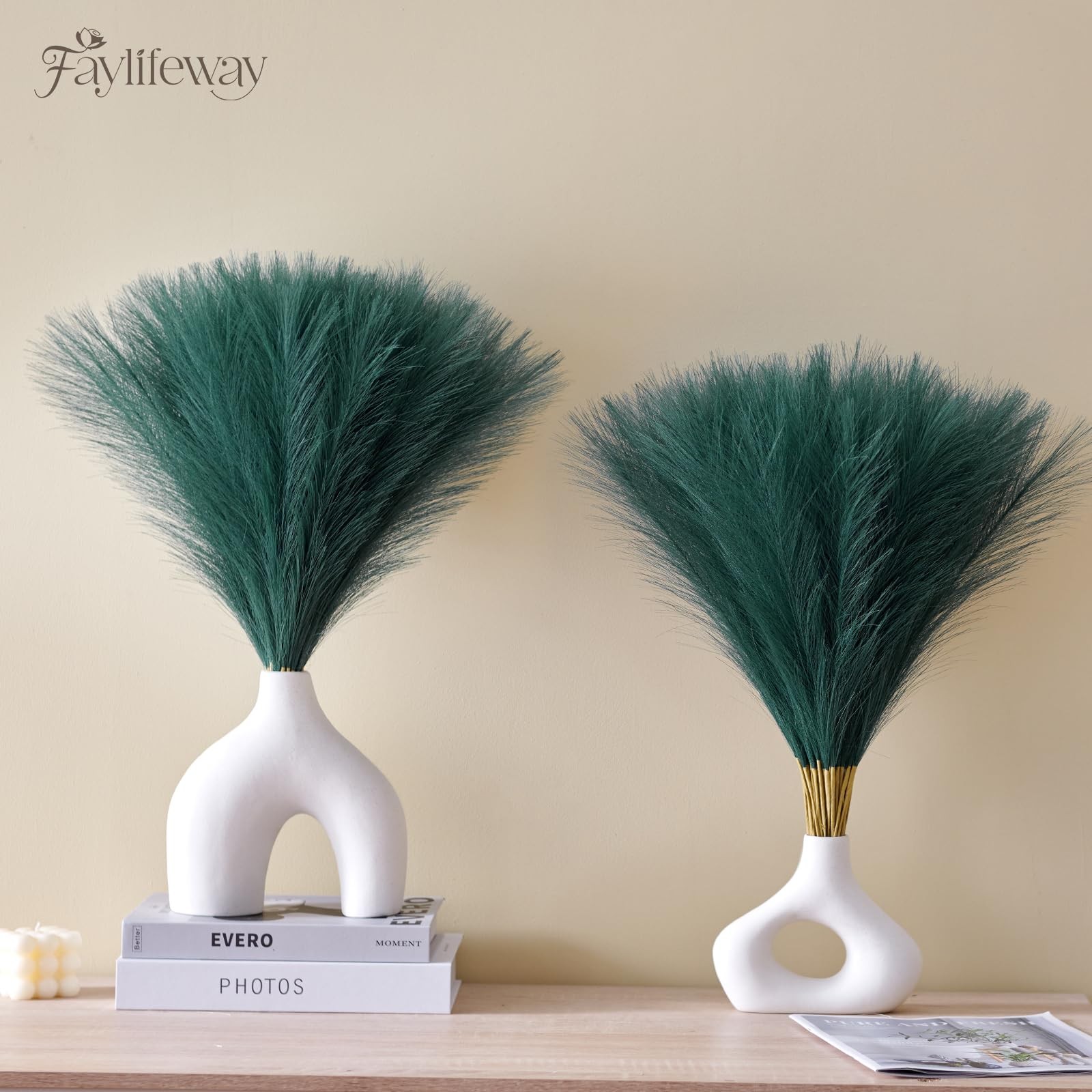 𝟱𝟬𝙥𝙘𝙨 Pampas Grass 𝟭𝟳in, Faux Pampas Grass Office Home Decor, Fake Art…