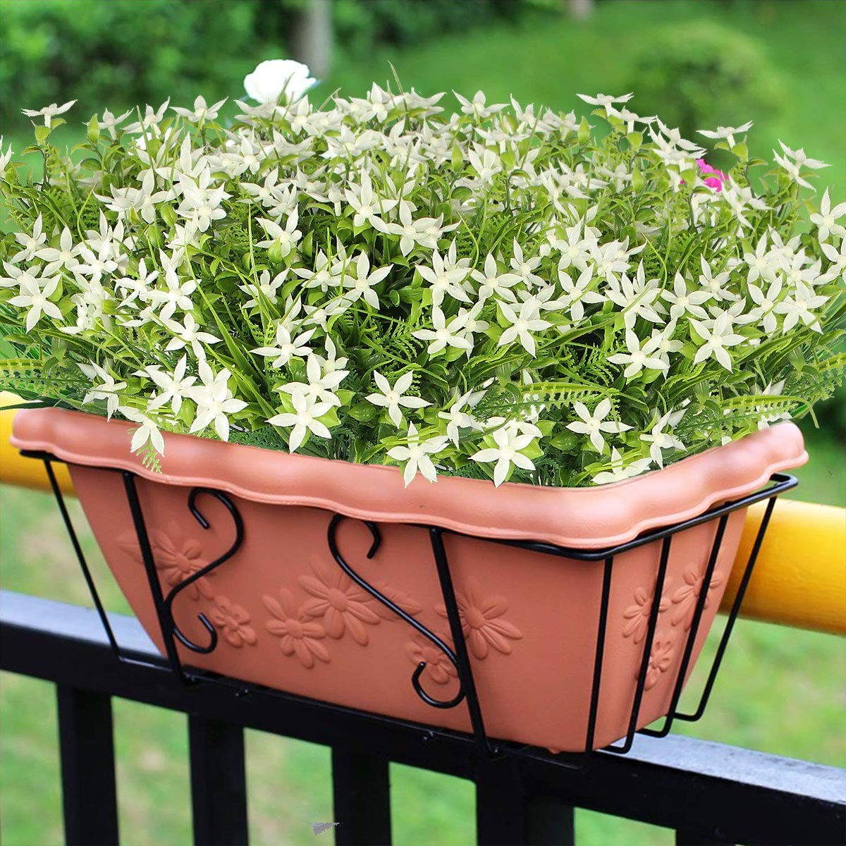 6Pcs Star Jasmine Artificial UV Resistant Flowers Outdoor Plastic Flowers
