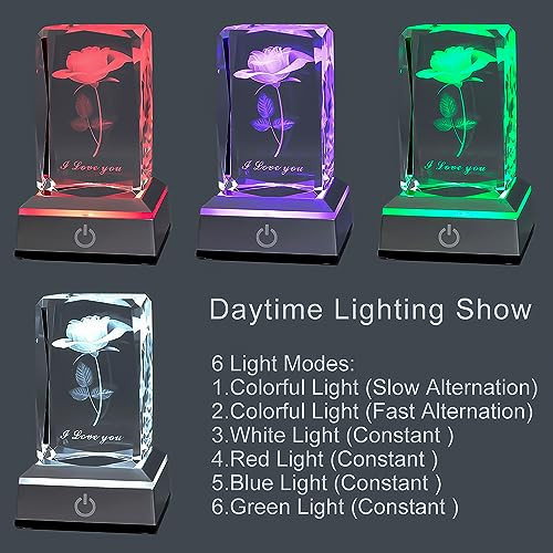 3D Rose Crystal Multicolor Nightlight,I Love You Decolamp,Christmas A-Rose