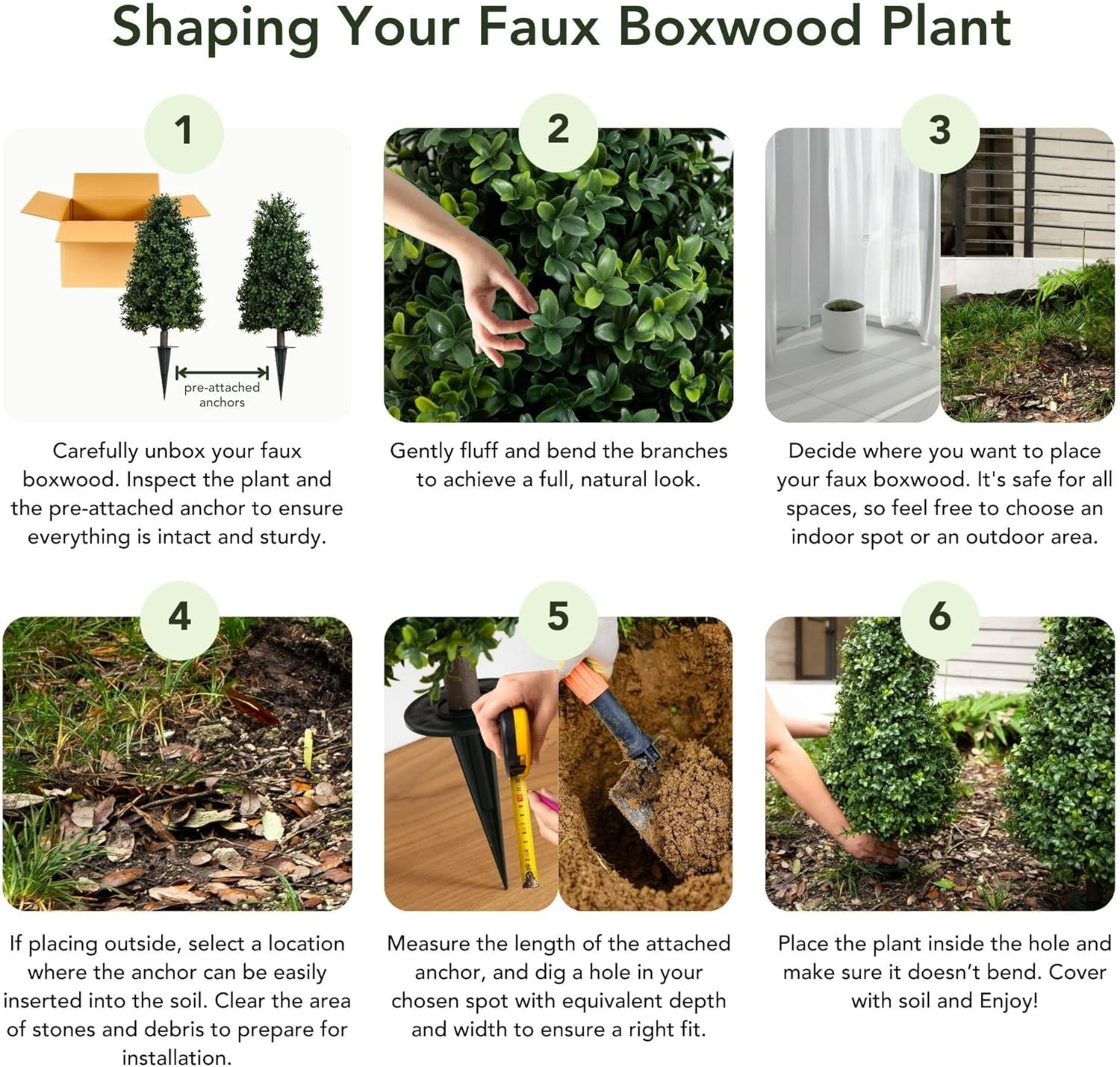 2.5Ft Artificial Boxwood Topiary Plants 2-Pack with UV Resistant Ground Stakes f
