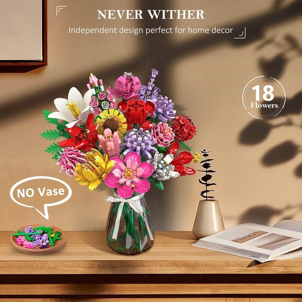 Elegant 1461PCS Artificial Flower Bouquet Set – Perfect DIY Gift for Loved Ones