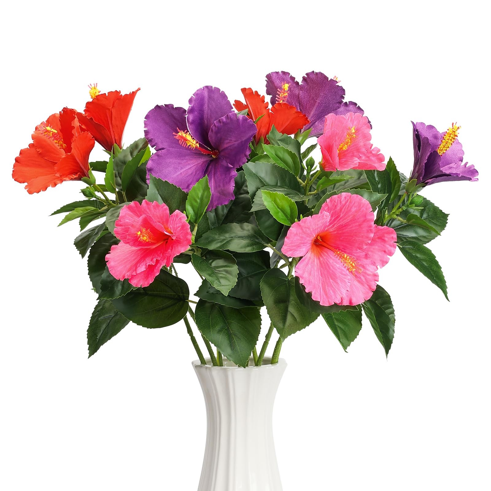 30in Silk Artificial Hibiscus Flowers 3PCS Fake Tropical Hawaii Flowers with …