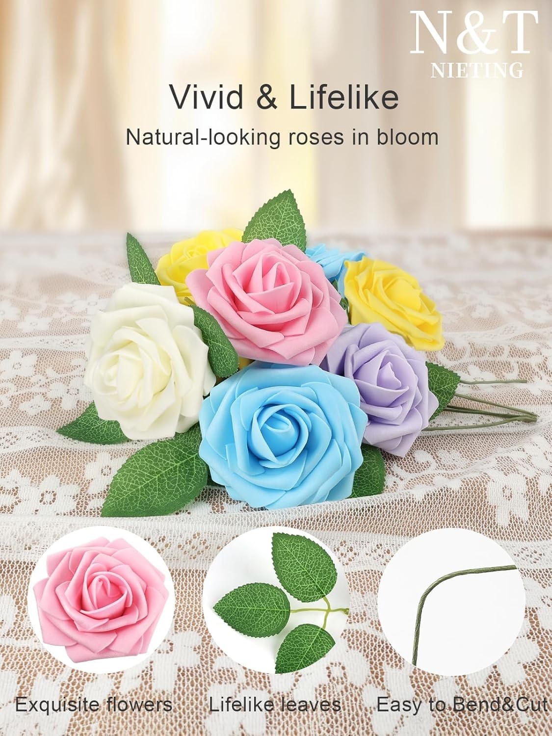 Artificial Flowers Easter, Fake Flowers Roses Perfect for DIY Wedding Bridal …